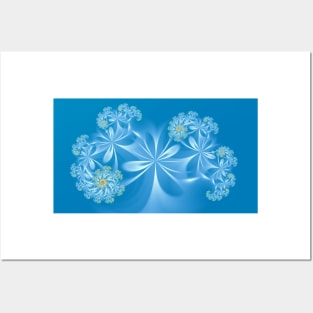 Blue Floral Design Posters and Art